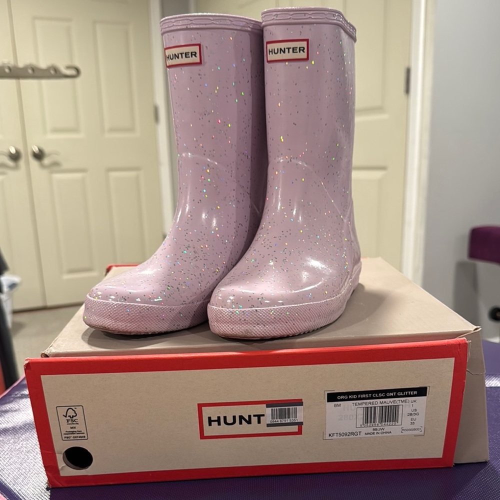 Hunter Sparkle Mauve Kids Boots